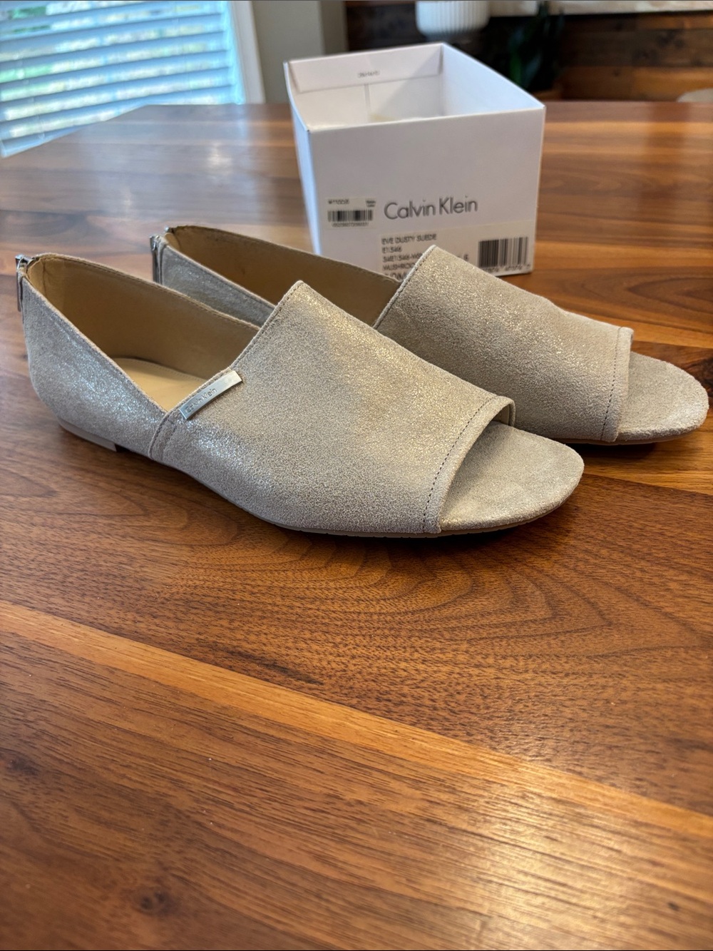 Calvin Klein Eve Dusty Suede Gray Mushroom Ballet Flat Women Size 10